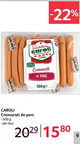 Selgros CAROLI Crenvursti de porc Ofertă