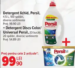 Carrefour Detergent lichid, Persil, + Detergent Discs Color/ Universal Persil Ofertă