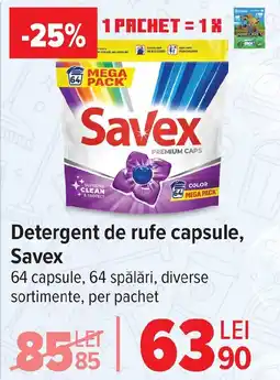 Carrefour Detergent de rufe capsule, Savex Ofertă