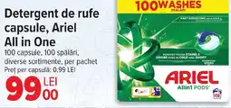 Carrefour Detergent de rufe capsule, Ariel All in One Ofertă
