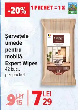 Carrefour Şerveţele umede pentru mobilă, Expert Wipes Ofertă