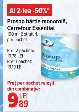 Carrefour Prosop hârtie monorolă, Carrefour Essential Ofertă