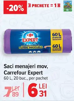 Carrefour Saci menajeri mov, Carrefour Expert Ofertă