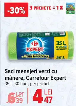 Carrefour Saci menajeri verzi cu mânere, Carrefour Expert Ofertă