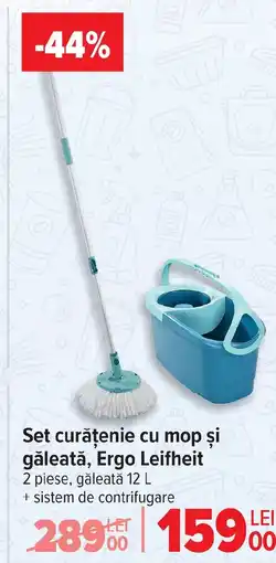 Carrefour Set curățenie cu mop și găleată, Ergo Leifheit Ofertă