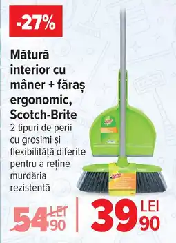 Carrefour Mătură interior cu mâner + făraş ergonomic, Scotch-Brite Ofertă