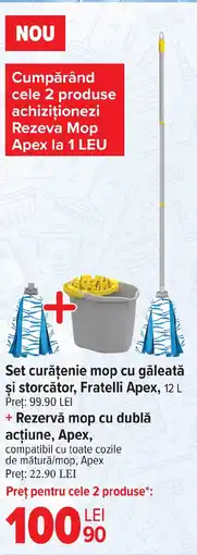 Carrefour Set curăţenie mop cu găleată şi storcător, Fratelli Apex Ofertă