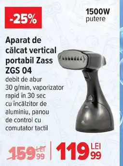 Carrefour Aparat de călcat vertical portabil Zass ZGS 04 Ofertă