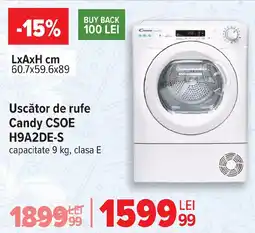 Carrefour Uscător de rufe Candy CSOE H9A2DE-S Ofertă