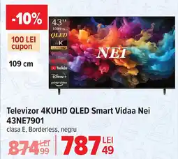 Carrefour Televizor 4KUHD QLED Smart Vidaa Nei 43NE7901 Ofertă
