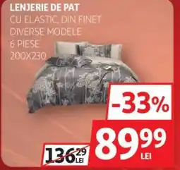 Auchan Lenjerie de pat cu elastic, din finet Ofertă