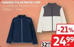 Auchan Hanorac polar pentru copii cu fermoar Ofertă