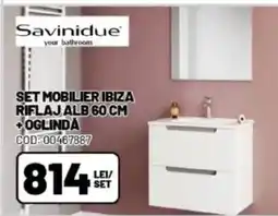 Ambient Set mobilier ibiza riflaj alb 60 cm +oglinda Ofertă