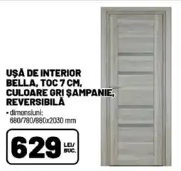 Ambient Uşă de interior bella, toc culoare gri şampanie, reversibilă Ofertă