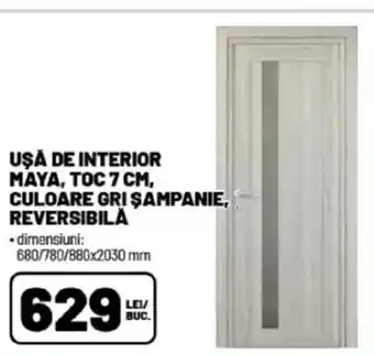 Uşa de interior maya, toc culoare gri şampanie, reversibilă