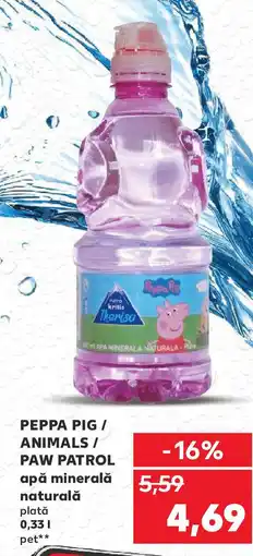 Kaufland PEPPA PIG / ANIMALS / PAW PATROL apă minerală naturală plată Ofertă