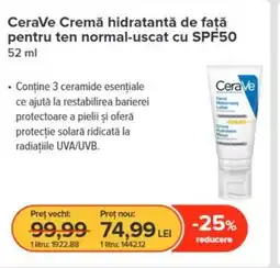 Dr.Max CeraVe Cremă hidratantă de faţă pentru ten normal-uscat cu SPF50 Ofertă