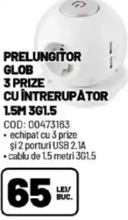Ambient Prelungitor glob 3 prize cu întrerupator 1.5m 3g1.5 Ofertă
