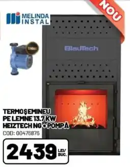 Ambient Termosemineu pe lemne 13.7 kw heiztech ngo+pompa Ofertă