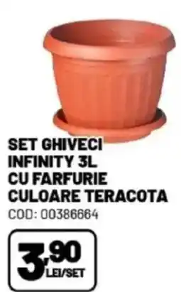 Ambient Set ghiveci infinity 3l cu farfurie culoare teracota Ofertă