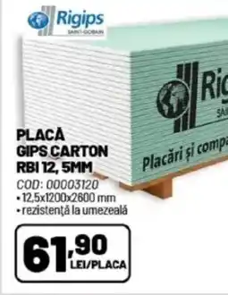Ambient Placă gips carton rbi 12,5mm Ofertă