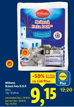 Lidl Milbona Brânză Feta D.O.P. Ofertă