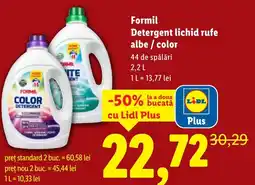 Lidl Formil Detergent lichid rufe albe / color Ofertă