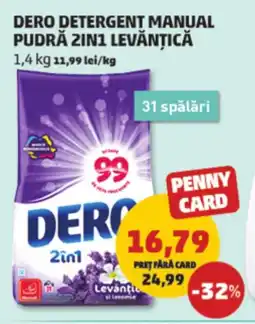 Penny Dero detergent manual pudră 2in1 levanțică Ofertă