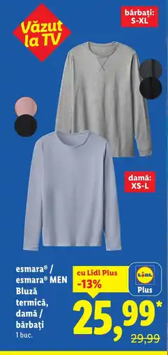 Lidl EsmaraⓇ / EsmaraⓇ Men Bluzǎ termică, damǎ/ bărbaţi Ofertă