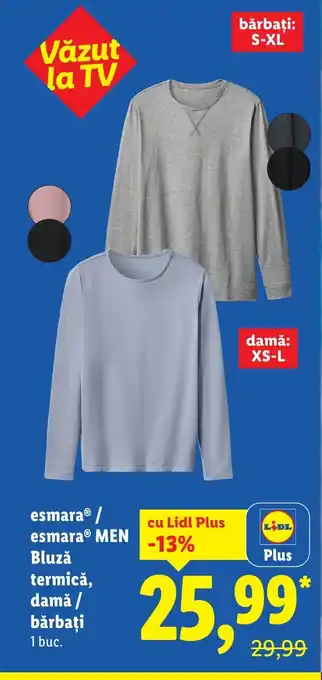 Lidl EsmaraⓇ / EsmaraⓇ Men Bluzǎ termică, damǎ/ bărbaţi Ofertă