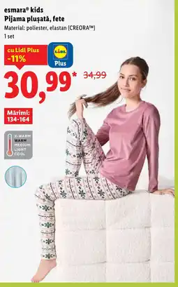 Lidl EsmaraⓇ kids Pijama plușată, fete Ofertă