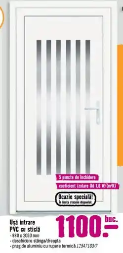 Hornbach Uşă intrare PVC cu sticlă Ofertă