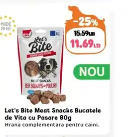Animax Let's Bite Meat Snacks Bucatele de Vita cu Pasare Ofertă