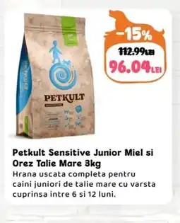 Animax Petkult Sensitive Junior Miel si Orez Talie Mare Ofertă