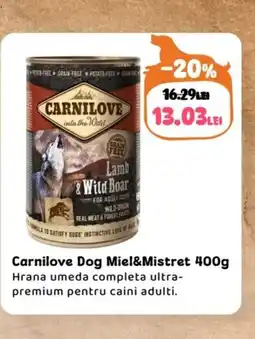 Animax Carnilove Dog Miel&Mistret Ofertă