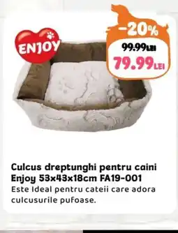 Animax Culcus dreptunghi pentru caini Enjoy FA19-001 Ofertă