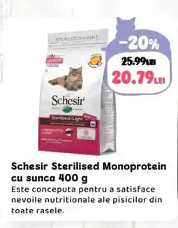 Animax Schesir Sterilised Monoprotein cu sunca Ofertă