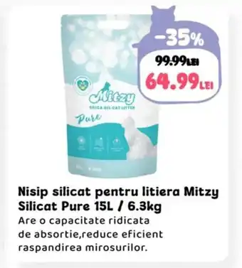 Animax Nisip silicat pentru litiera Mitzy Silicat Pure Ofertă