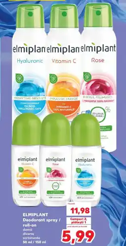 Kaufland ELMIPLANT Deodorant spray / roll-on Ofertă