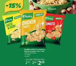 Selgros Noodles instant cu aromă de brânză şi ierburi / pui / roşii Ofertă