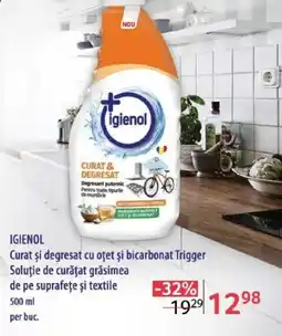 Selgros IGIENOL Curat şi degresat cu oțet şi bicarbonat Trigger Soluţie de curăţat grăsimea de pe suprafeţe şi textile Ofertă