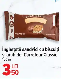 Carrefour Înghețată sandvici cu biscuiți şi arahide, Carrefour Classic Ofertă
