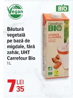 Carrefour Băutură vegetală pe bază de migdale, fără zahăr, UHT Carrefour Bio Ofertă