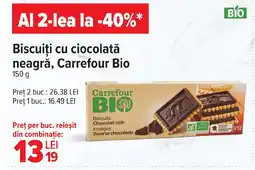 Carrefour Biscuiti cu ciocolată neagră, Carrefour Bio Ofertă