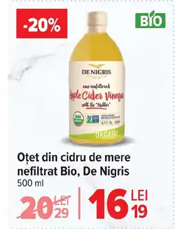 Carrefour Otet din cidru de mere nefiltrat Bio, De Nigris Ofertă
