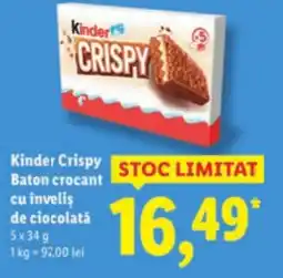 Lidl Kinder Crispy Baton crocant cu inveliş de ciocolată Ofertă