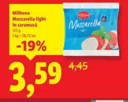 Lidl Milbona Mozzarella light în saramură Ofertă