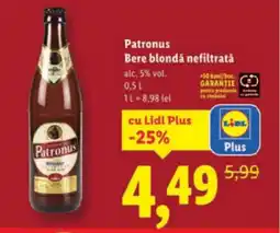 Lidl Patronus Bere blondă nefiltratǎ Ofertă