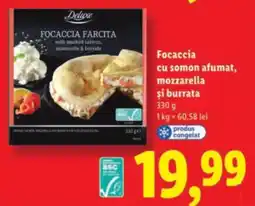 Lidl Deluxe Focaccia cu somon afumat, mozzarella şi burrata Ofertă