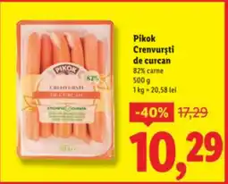 Lidl Pikok Crenvursti de curcan Ofertă